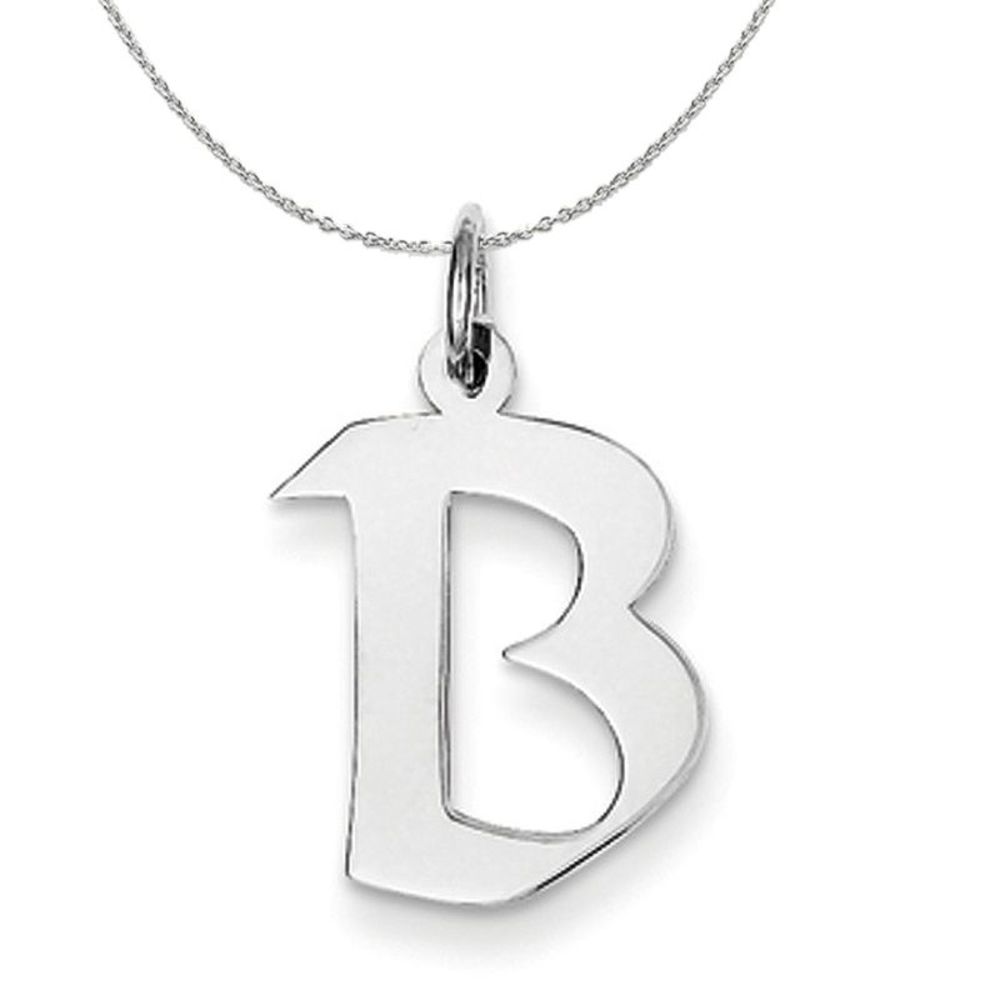 Silver Karlie Collection Block Initial Charm Letter B Necklace - 20 In